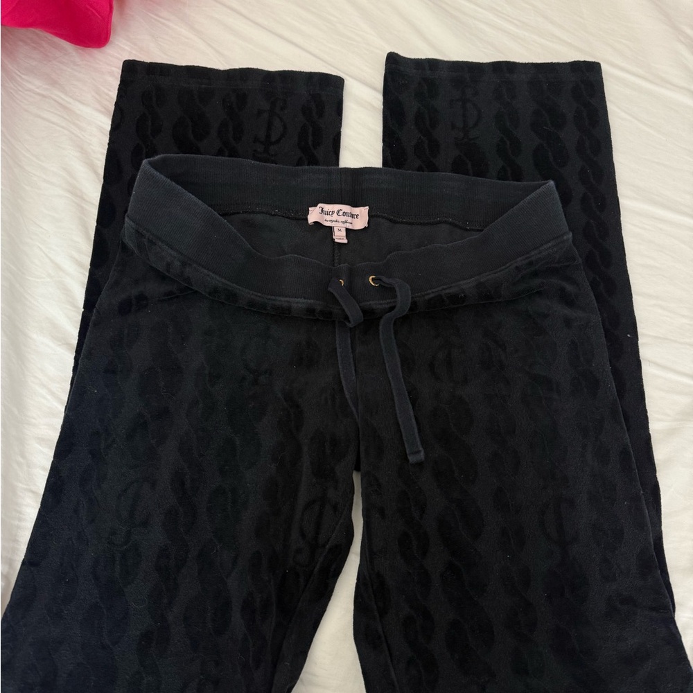 Juicy Couture Black Textured Velour Trousers